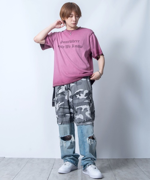 Starting Over(スターティングオーバー)の「Vintage design spray processing t-shirt/ヴィンテージデザイン スプレー加工 半袖Tシャツ(Tシャツ/カットソー・メンズ・ピンク/チャコールグレー・M/L/XL)」の21枚目の写真
