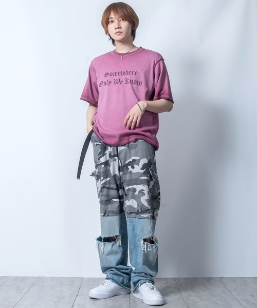 Starting Over(スターティングオーバー)の「Vintage design spray processing t-shirt/ヴィンテージデザイン スプレー加工 半袖Tシャツ(Tシャツ/カットソー・メンズ・ピンク/チャコールグレー・M/L/XL)」の22枚目の写真