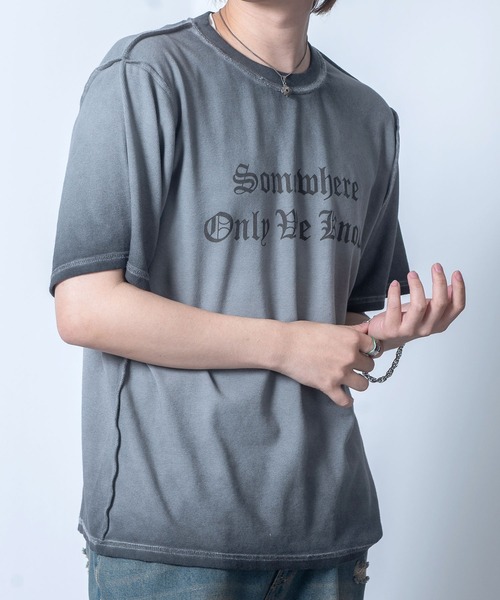 Starting Over(スターティングオーバー)の「Vintage design spray processing t-shirt/ヴィンテージデザイン スプレー加工 半袖Tシャツ(Tシャツ/カットソー・メンズ・ピンク/チャコールグレー・M/L/XL)」の8枚目の写真