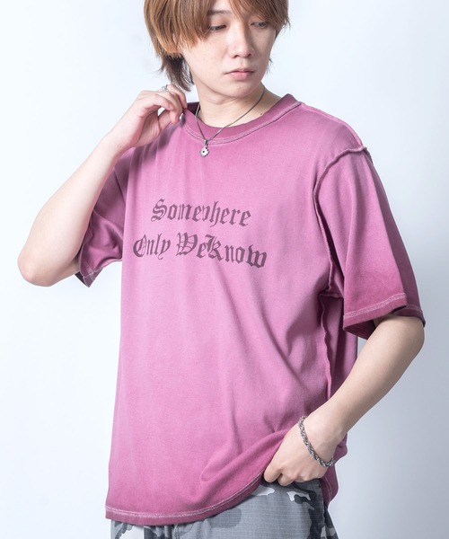 Starting Over(スターティングオーバー)の「Vintage design spray processing t-shirt/ヴィンテージデザイン スプレー加工 半袖Tシャツ(Tシャツ/カットソー・メンズ・ピンク/チャコールグレー・M/L/XL)」の9枚目の写真
