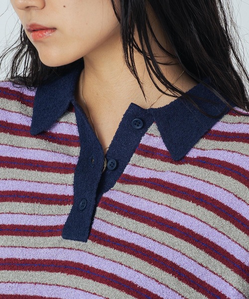 ROSE BUD（ローズバッド）の「(CREOLME)MULTI STRIPE POLO TOP（ニット/セーター・レディース・レッド/パープル・ONE SIZE）」の10枚目の写真