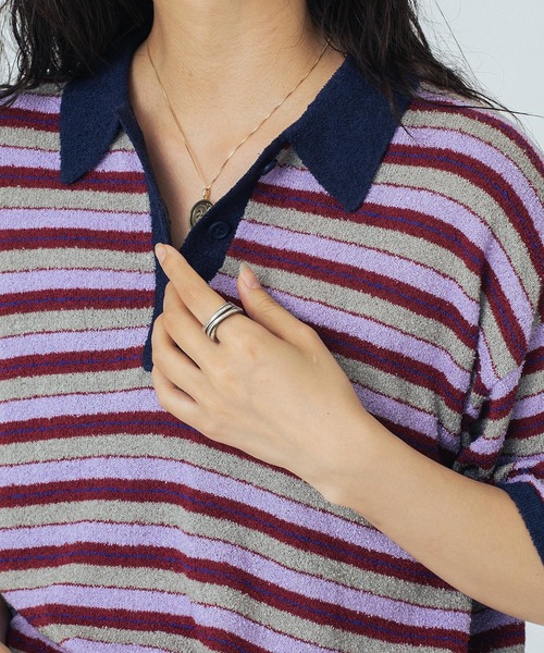 ROSE BUD（ローズバッド）の「(CREOLME)MULTI STRIPE POLO TOP（ニット/セーター・レディース・レッド/パープル・ONE SIZE）」の11枚目の写真
