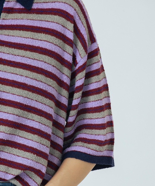 ROSE BUD（ローズバッド）の「(CREOLME)MULTI STRIPE POLO TOP（ニット/セーター・レディース・レッド/パープル・ONE SIZE）」の13枚目の写真