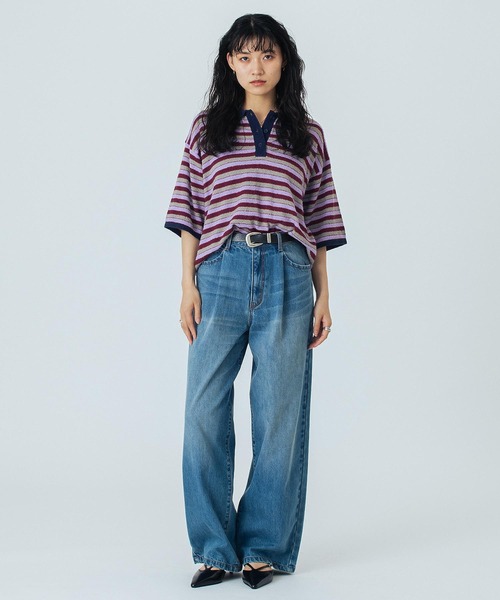 ROSE BUD（ローズバッド）の「(CREOLME)MULTI STRIPE POLO TOP（ニット/セーター・レディース・レッド/パープル・ONE SIZE）」の14枚目の写真