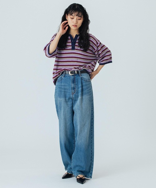ROSE BUD（ローズバッド）の「(CREOLME)MULTI STRIPE POLO TOP（ニット/セーター・レディース・レッド/パープル・ONE SIZE）」の15枚目の写真