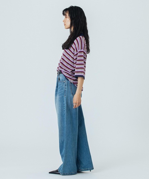 ROSE BUD（ローズバッド）の「(CREOLME)MULTI STRIPE POLO TOP（ニット/セーター・レディース・レッド/パープル・ONE SIZE）」の16枚目の写真