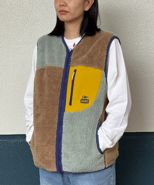 CHUMS(チャムス)の「【CHUMS】Bonding Fleece No Collar Vest(ベスト・メンズ・セージグリーン/グレー/ベージュ・LARGE/X-LARGE/MEDIUM)」の3枚目の写真