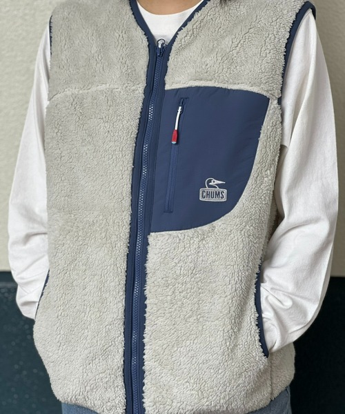 CHUMS(チャムス)の「【CHUMS】Bonding Fleece No Collar Vest(ベスト・メンズ・セージグリーン/グレー/ベージュ・LARGE/X-LARGE/MEDIUM)」の7枚目の写真