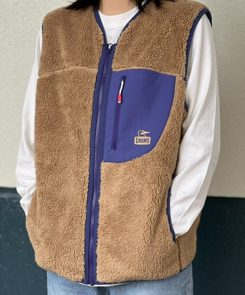 CHUMS(チャムス)の「【CHUMS】Bonding Fleece No Collar Vest(ベスト・メンズ・セージグリーン/グレー/ベージュ・LARGE/X-LARGE/MEDIUM)」の9枚目の写真