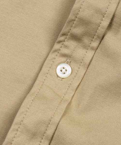 The DUFFER of ST.GEORGE（ザダファーオブセントジョージ）の「NO COLLAR RIBBED SHIRT：製品染め バックサテン ノーカラー リブ袖シャツ（シャツ/ブラウス・メンズ・ネイビー/カーキブラウン・X-LARGE/LARGE/MEDIUM/SMALL）」の14枚目の写真