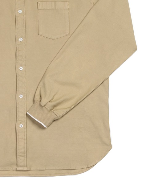 The DUFFER of ST.GEORGE（ザダファーオブセントジョージ）の「NO COLLAR RIBBED SHIRT：製品染め バックサテン ノーカラー リブ袖シャツ（シャツ/ブラウス・メンズ・ネイビー/カーキブラウン・X-LARGE/LARGE/MEDIUM/SMALL）」の12枚目の写真