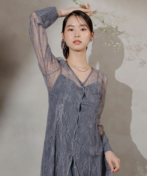 セール】総レース ティアード Aライン ワンピースドレス パーティー