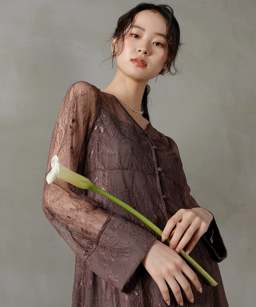 Kana(カナ)の「総レース ティアード Aライン ワンピースドレス パーティー 結婚式 お呼ばれ オケージョン(ドレス・レディース・ブラック/ブルー/ブラウン・M)」の15枚目の写真