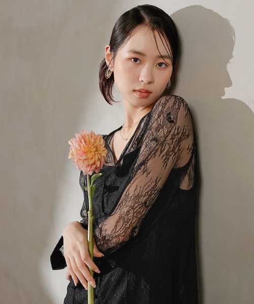 Kana(カナ)の「総レース ティアード Aライン ワンピースドレス パーティー 結婚式 お呼ばれ オケージョン(ドレス・レディース・ブラック/ブルー/ブラウン・M)」の6枚目の写真