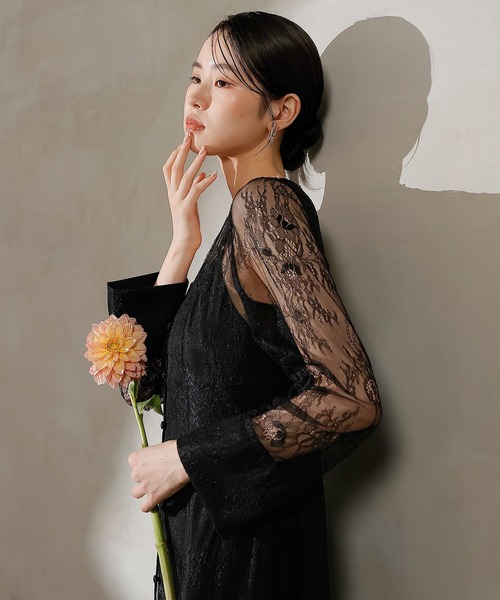 セール】総レース ティアード Aライン ワンピースドレス パーティー