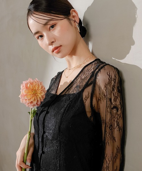 Kana(カナ)の「総レース ティアード Aライン ワンピースドレス パーティー 結婚式 お呼ばれ オケージョン(ドレス・レディース・ブラック/ブルー/ブラウン・M)」の11枚目の写真