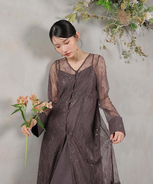 セール】総レース ティアード Aライン ワンピースドレス パーティー