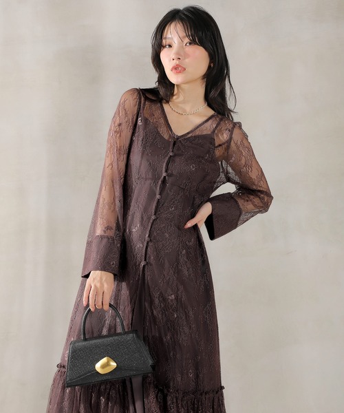 オケージョンドレス　kana Kana ドレス シック フラワー刺繍 パーティー 結婚式 お呼ばれ