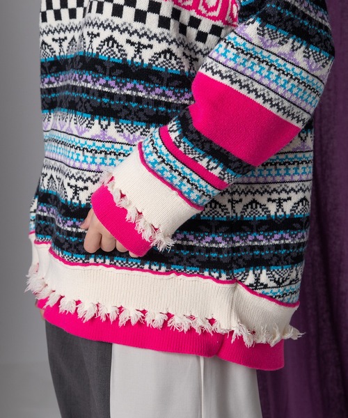 AULA AILA（アウラアイラ）の「ジャガードニットプルオーバー（ニット/セーター・レディース・レッド/ピンク/ライム・0）」の16枚目の写真