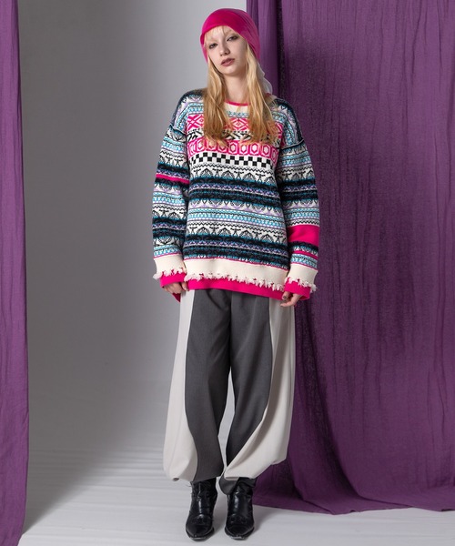 AULA AILA（アウラアイラ）の「ジャガードニットプルオーバー（ニット/セーター・レディース・レッド/ピンク/ライム・0）」の19枚目の写真