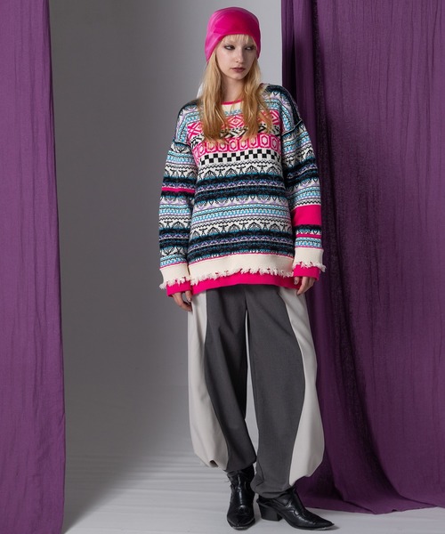 AULA AILA（アウラアイラ）の「ジャガードニットプルオーバー（ニット/セーター・レディース・レッド/ピンク/ライム・0）」の21枚目の写真