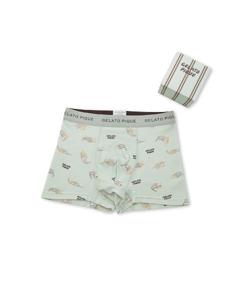 gelato pique（ジェラートピケ）の「【HOMME】sleeping cat 総柄ボクサーパンツ（ボクサーパンツ・メンズ・ミント/ネイビー・M/L）」の2枚目の写真
