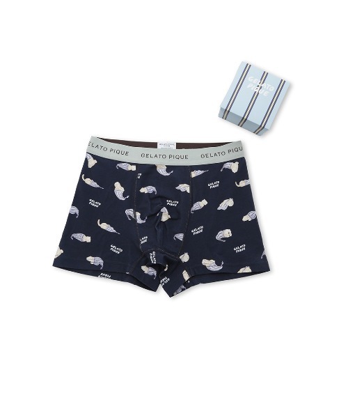 gelato pique（ジェラートピケ）の「【HOMME】sleeping cat 総柄ボクサーパンツ（ボクサーパンツ・メンズ・ミント/ネイビー・M/L）」の3枚目の写真