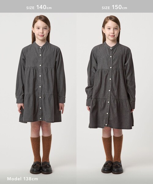 【サファ】レリアン デニムシャツワンピース チュニック ティアード 13 UNITED ARROWS green label relaxing デニム ティアード