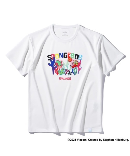 SPALDING（スポルディング）の「【SPALDING/スポルディング】ジュニア Tシャツ スポンジボブ アンダーザシー/アニメ・UVカット半袖T-シャツ（Tシャツ/カットソー・キッズ・ホワイト/ブラック・160）」の3枚目の写真