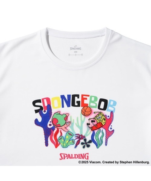 SPALDING（スポルディング）の「【SPALDING/スポルディング】ジュニア Tシャツ スポンジボブ アンダーザシー/アニメ・UVカット半袖T-シャツ（Tシャツ/カットソー・キッズ・ホワイト/ブラック・160）」の6枚目の写真