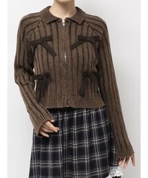 merry jenny | ribbon washed zip kinit(カーディガン/ボレロ)