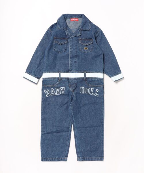 BABYDOLL(ベビードール)の「ラインアーチロゴつなぎ 0845K(ロンパース・キッズ・ライトインディゴブルー/ベージュ・100cm/110cm/120cm/130cm)」の21枚目の写真