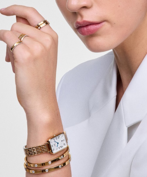 Quadro Roman Numerals Date 20x26MM 5-link ゴールド／シルバー