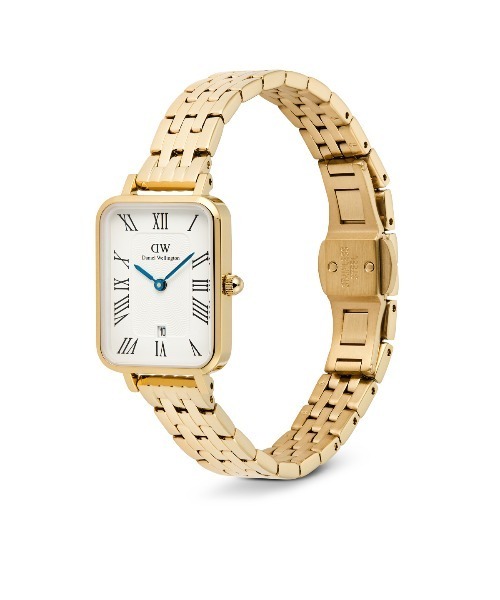 Quadro Roman Numerals Date 20x26MM 5-link ゴールド／シルバー