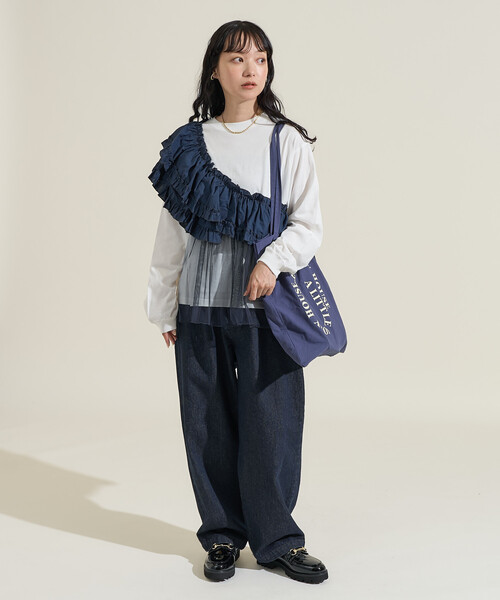 FREAK'S STORE（フリークスストア）の「フリルチュール ドッキングロンT（Tシャツ/カットソー・レディース・オフホワイト/ブラック/ブラウン/ベージュ/ネイビー・ﾌﾘ-）」の13枚目の写真