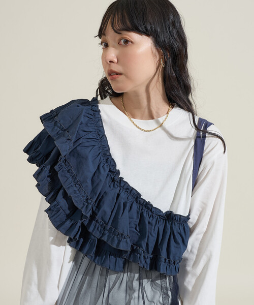 FREAK'S STORE（フリークスストア）の「フリルチュール ドッキングロンT（Tシャツ/カットソー・レディース・オフホワイト/ブラック/ブラウン/ベージュ/ネイビー・ﾌﾘ-）」の10枚目の写真