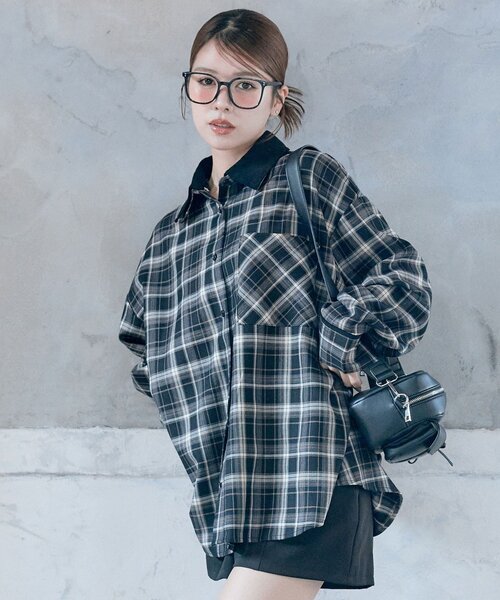 OLIVE des OLIVE(オリーブデオリーブ)の「配色カラーBigシャツ(シャツ/ブラウス・レディース・ボルドー/ブラウン/ブラック・FREE)」の8枚目の写真