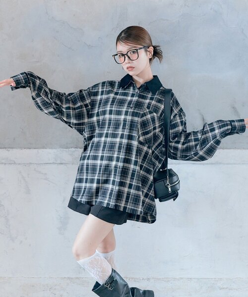 OLIVE des OLIVE(オリーブデオリーブ)の「配色カラーBigシャツ(シャツ/ブラウス・レディース・ボルドー/ブラウン/ブラック・FREE)」の12枚目の写真