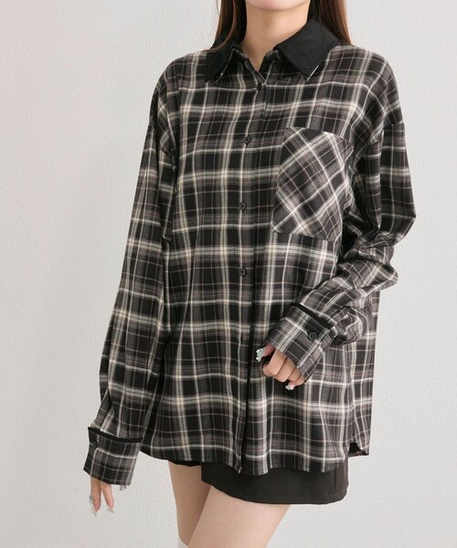 OLIVE des OLIVE(オリーブデオリーブ)の「配色カラーBigシャツ(シャツ/ブラウス・レディース・ボルドー/ブラウン/ブラック・FREE)」の13枚目の写真