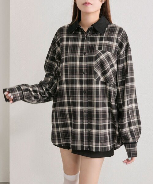 OLIVE des OLIVE(オリーブデオリーブ)の「配色カラーBigシャツ(シャツ/ブラウス・レディース・ボルドー/ブラウン/ブラック・FREE)」の14枚目の写真