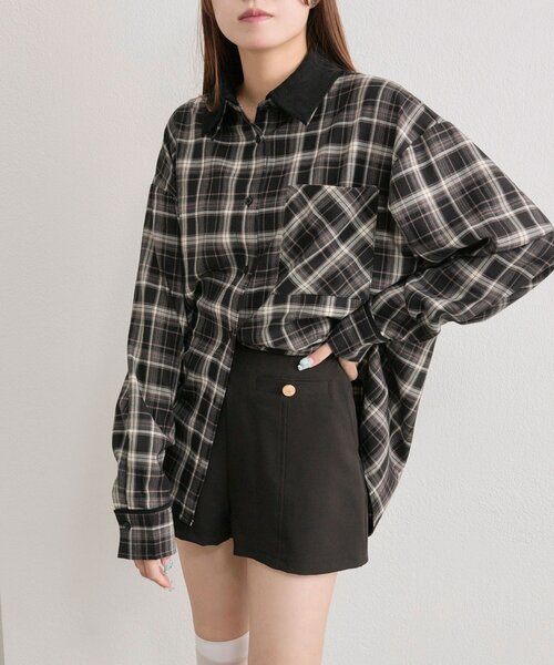 OLIVE des OLIVE(オリーブデオリーブ)の「配色カラーBigシャツ(シャツ/ブラウス・レディース・ボルドー/ブラウン/ブラック・FREE)」の15枚目の写真