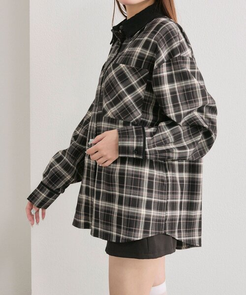 OLIVE des OLIVE(オリーブデオリーブ)の「配色カラーBigシャツ(シャツ/ブラウス・レディース・ボルドー/ブラウン/ブラック・FREE)」の16枚目の写真