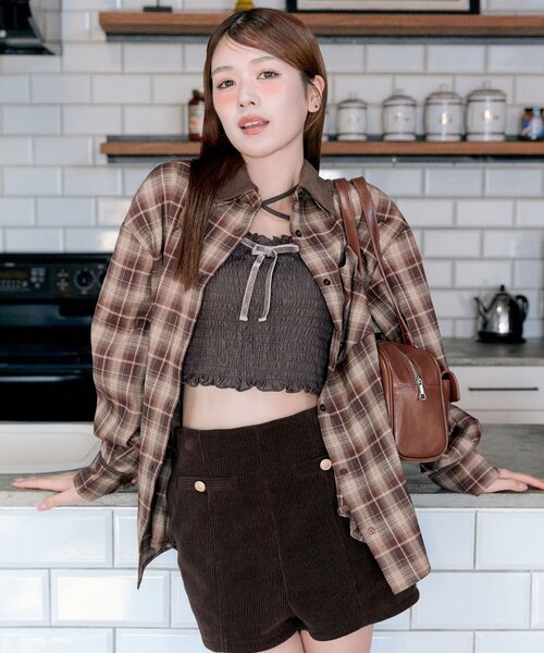 OLIVE des OLIVE(オリーブデオリーブ)の「配色カラーBigシャツ(シャツ/ブラウス・レディース・ボルドー/ブラウン/ブラック・FREE)」の21枚目の写真