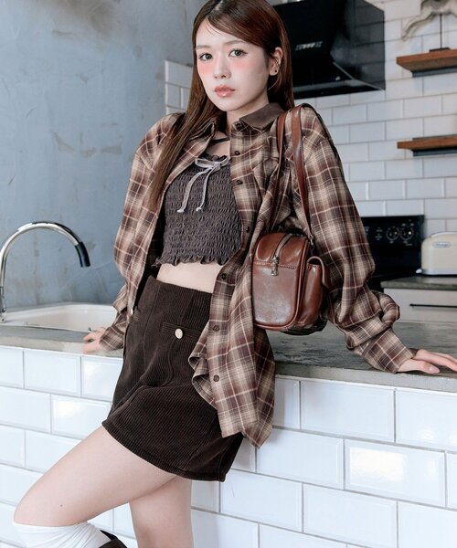 OLIVE des OLIVE(オリーブデオリーブ)の「配色カラーBigシャツ(シャツ/ブラウス・レディース・ボルドー/ブラウン/ブラック・FREE)」の22枚目の写真