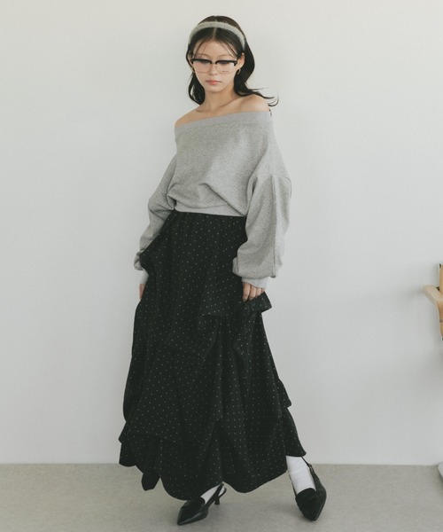 VANNIE U（ヴァニーユー）の「ダブルフェイススウェット/上下逆さまで着れる２WAY（スウェット・レディース・グレー/アイボリー・FREE）」の10枚目の写真