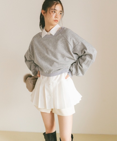 VANNIE U（ヴァニーユー）の「ダブルフェイススウェット/上下逆さまで着れる２WAY（スウェット・レディース・グレー/アイボリー・FREE）」の11枚目の写真