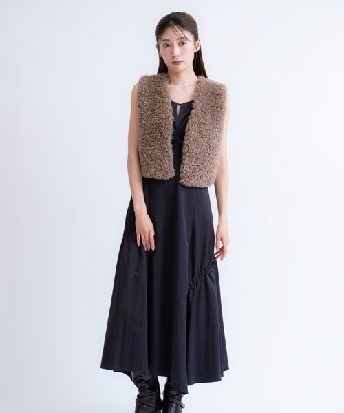 NOELA(ノエラ)の「ドロストキャミワンピース(ワンピース・レディース・モカ/ブラック・M/S)」の1枚目の写真