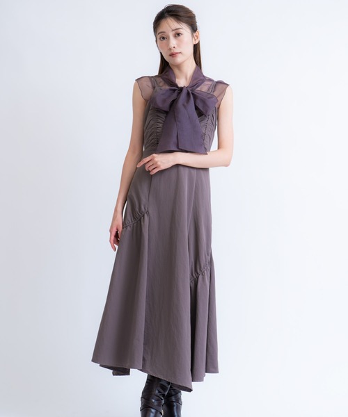 NOELA(ノエラ)の「ドロストキャミワンピース(ワンピース・レディース・モカ/ブラック・M/S)」の2枚目の写真