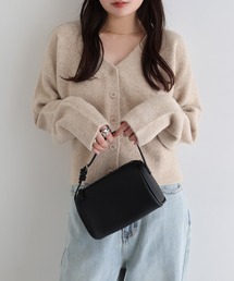 同色ストール付きリボン刺繍ニットカーディガン