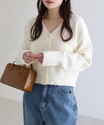 ケイミー　白カーディガン 長袖 ブロック刺繍長袖クルーネックカーディガン 49AV JUNKO SHIMADA